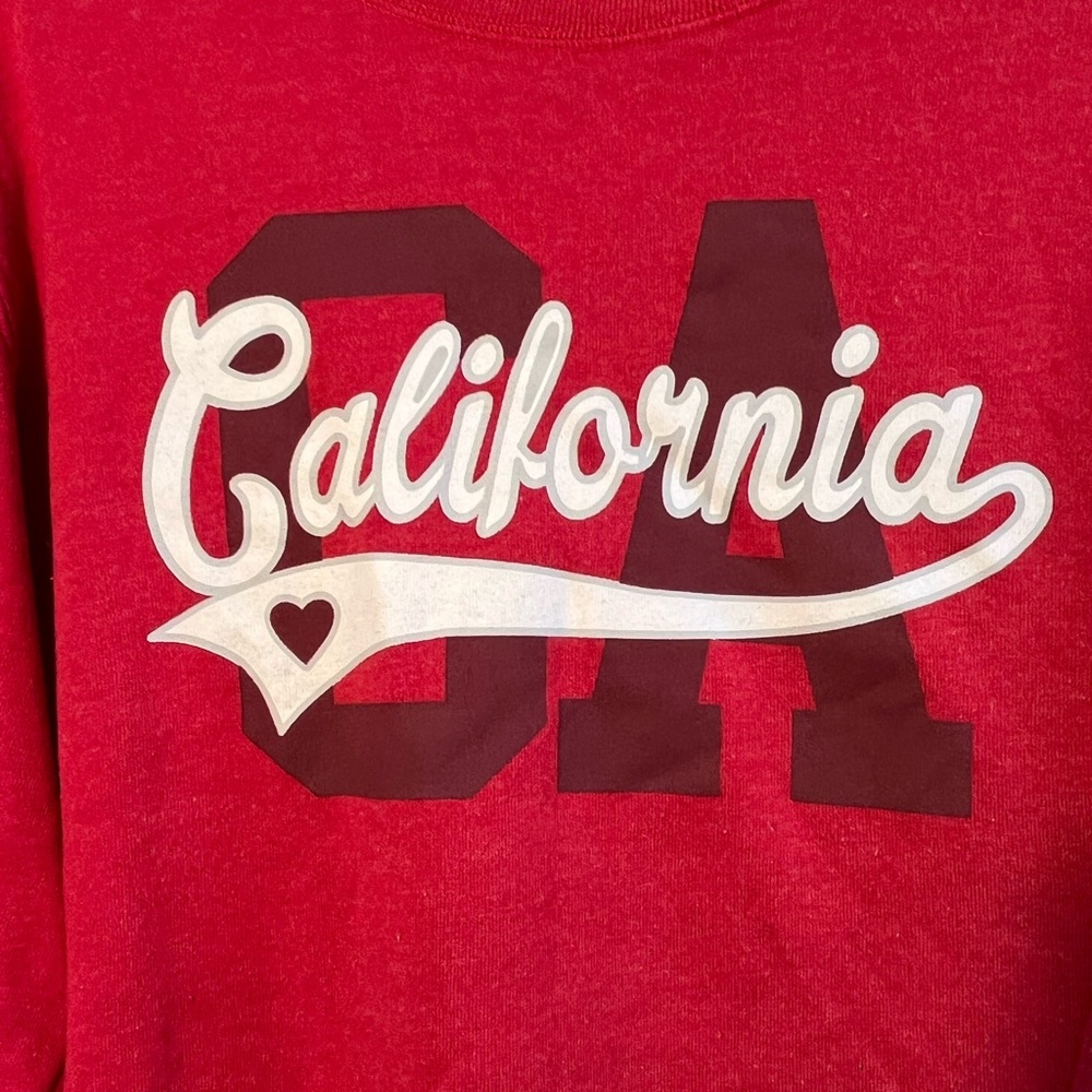 Y2K Blissliving Home Red California Crew Neck Sweater Embroidered CA SZ XL 2000s - Picture 5 of 9
